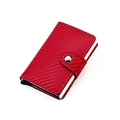Porta carte RFID rosso con trama in fibra di carbonio e telaio in alluminio - Motivo in Fibra di Carbonio Rosso