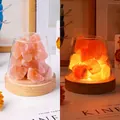 400g Stone + 10cm Warm Light USB Base (Non-washable) Orange Salt Stone