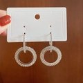 Silver drop earrings with sparkling full-set pavé rhinestones in round vintage style - Silver Hoop (4# Silver Pin)