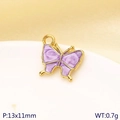 Ciondolo farfalla in smalto viola e acciaio inossidabile dorato per gioielli DIY, 13x11mm - Farfalla Viola (KLJ10231-ZLA)
