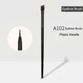 Detail view of the A102 angled eyeliner brush with precise bristles and plastic handle - Plastic Handle Blade 102 Eyeliner Brush