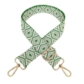 Adjustable 3.8cm wide green and white geometric woven shoulder strap with gold metal clips - 3.8CM / Green White Diamond (Gold Buckle)