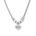 Silver stainless steel heart necklace with tree of life pendant and crystal pavé details - Silver (PDD277)