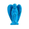 Hand-carved blue turquoise angel figurine with natural black texture for desktop decor - Turquoise