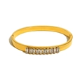 Elegant gold bangle featuring a row of rectangular transparent gems with a secure clasp - Gold + White Zircon