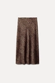 Elegant midi leopard print satin skirt with a smooth glossy finish and high waist fit - XS / Bottoms / Dark Leopard Print