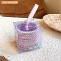 Elastici per capelli rosa e viola in una scatola regalo da 6cm con nastro - 6x6x6cm in Scatola / Intrecciato Rosa (8 Pezzi)