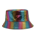 Chapeau bob holographique arc-en-ciel métallisé avec large bord pour l'extérieur - L (58-60cm) / Dégradé Holographique Arc-en-Ciel Multicolore (4#)