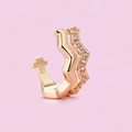 Detail of rose gold double-layered ear cuff featuring sparkling pave set crystals - Double Layer Zigzag Style(A2205) / KC Gold