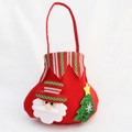 Red felt Christmas gift bag featuring a Santa Claus applique and green glitter tree decor - Elf Candy Bag - Santa Claus