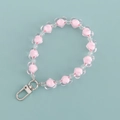 Pink heart-shaped beads acrylic phone strap with metal spring clasp on green background - Pink Clear Heart Style (B342-2)