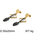 Pendientes geométricos largos para mujer en dorado y negro con perlas suaves - Oro-Negro (KE88440-KFC)