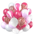 12-inch balloon set with pink, white, marble, and rose gold confetti styles - Agate Pink, Rose Gold Confetti, Magenta, Pink and White Combination (With Ribbon)