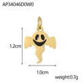 Detailed view of tiny gold ghost charm with size and weight specs for Halloween DIY jewelry - Gold Smiling Ghost