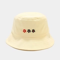 Detailed embroidery of small flowers on a beige cotton canvas sun hat for women - M (56-58cm) / Yellow