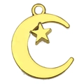Antique gold crescent moon and star charm pendant for DIY jewelry making and earrings - Star Moon (20829)