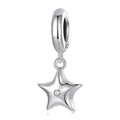 S925 sterling silver star pendant with cubic zirconia for DIY charm bracelets - 925 Sterling Silver/Zirconia / Zirconia Inlaid Five-Pointed Star Pendant (SCC2976)
