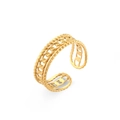 Detailed view of the gold double-layer chain texture on this adjustable open ring - Multi-layer Chain Open Ring