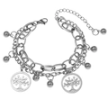 Bracciale a doppio strato in acciaio inossidabile con ciondoli albero e sfere lucide - Stile 1-Albero della Vita