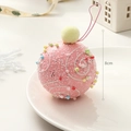 Pink Christmas ball ornament with white swirls, beads and 8cm diameter size - 8cm / Macaron Pink