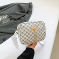White crossbody bag with chain pattern and gold deer pendant accessory for women - White