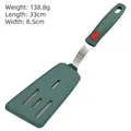 Spatola forata in silicone verde scuro con manico in acciaio e foro per appendere - Spatola Forata