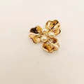 Broche fleur dorée avec perles blanches et strass étincelants accessoires DIY - Or Perle Blanche
