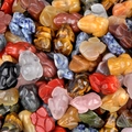 Collection of carved frog figurines crafted from natural mixed gemstones and crystals - Random Mixed Colors (1PC)