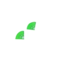 Realistic PVC kiwi slice earrings with bright green pulp and black seeds on white background - 1/4 Kiwi Slice