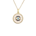 Goldene Halskette mit weißem Emaille-Anhänger, blauem bösen Blick und Zirkonia-Besatz - Weiß