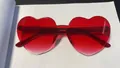 Frameless heart shaped rimless sunglasses in transparent red jelly style for parties - Gradient Deep Red