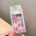 Pink heart pattern cartoon nail stickers set with 24 pieces in rabbit window packaging - 8# Striped Heart