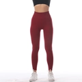 High waist yoga leggings for women in dark red with push-up and seamless stretch fit - S / Red