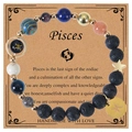 Pisces beaded bracelet with blue goldstone, lava rocks, and golden zodiac charms - Pisces