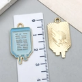 Blue enamel IV drip bag and sunbeam gold alloy charm pendant for DIY bracelets - Blue Infusion Bag