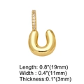 Macro shot showing dimensions of gold-plated horseshoe charm with inlaid zircons - Gold - Letter U