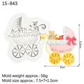 Silicone baby stroller mold with teddy bear design for DIY cake decorating and crafts - 1# Baby Stroller / Gray