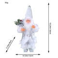 Standing Christmas Santa Claus figurine in white and silver with size measurements - White Sequin Hat