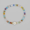 Bracciale boho colorato con perline e ciondolo lettera H in cristallo sfaccettato - Lettera H