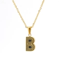 18K gold plated stainless steel necklace featuring a bold black enamel letter B pendant - Letter B Style (B)