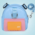 Harnais sac à dos bleu ciel et rose avec laisse assortie pour petits chiens - S / Design monobloc / Bleu