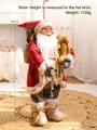 Standing Santa Claus doll in red cloak holding a teddy bear, 60cm height christmas decor - Red Style A 60cm