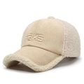 Berretto da baseball beige in camoscio e pile sherpa con ricamo FBXS frontale - Regolabile / Beige Chiaro