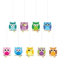 Set di 9 decorazioni a forma di gufo colorato per sfondo di feste e aule scolastiche - Set da 9 Pezzi di Carte con Corda (L-00316)