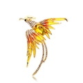 Elegant gold phoenix brooch with yellow rhinestones and enamel wings for clothing decor - Yellow Phoenix (YNCP8402 Yellow)