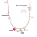 Handmade beaded necklace with white pearls, pink agate and gold star zircon pendant - Colorful Beads Star Style (P1273)