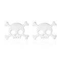 Detailed macro view of silver stainless steel skull and crossbones studs with reflection - 151 Steel Color