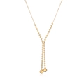 Minimalist golden stainless steel Y-shaped necklace featuring polished ball pendants - Gold (24830)