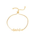 Adjustable gold butterfly bracelet with cubic zirconia butterfly charms on box chain - Four Butterflies Style (K-676)