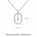 Ciondolo lettera A in argento 925 con zirconi e placcatura in oro bianco elegante - Stile ciondolo lettera A ovale con pavé di zirconi / Argento 925 / 50cm (40+5+5cm) / Oro bianco